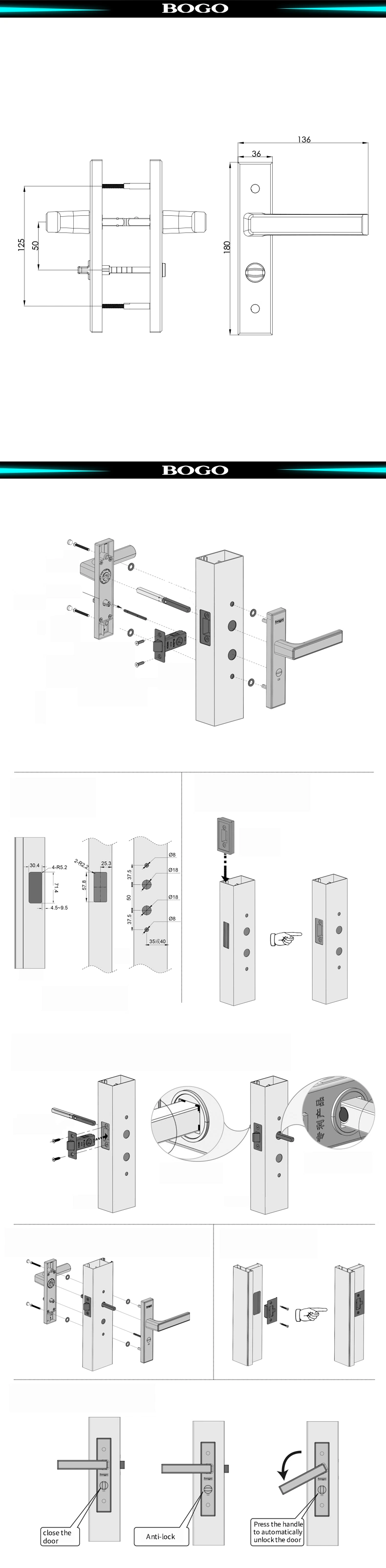 Aluminum Hotel Door Handle Locks Black Drawer Cabinet Wardrobe Door Handle